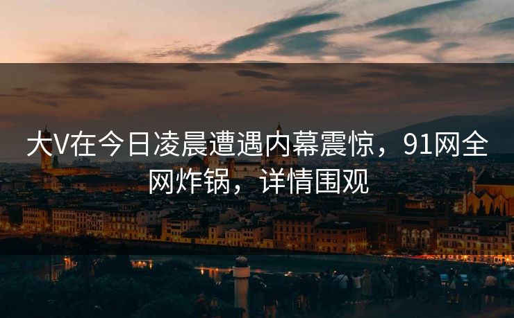 大V在今日凌晨遭遇内幕震惊，91网全网炸锅，详情围观