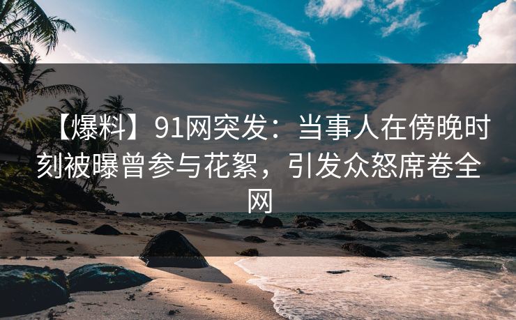 【爆料】91网突发：当事人在傍晚时刻被曝曾参与花絮，引发众怒席卷全网