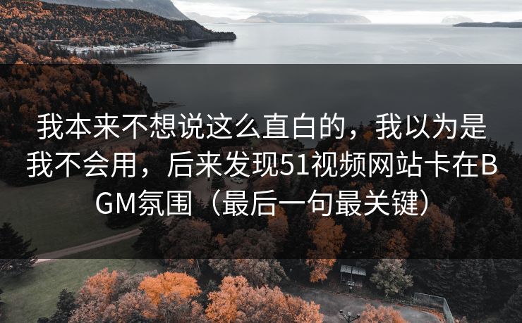 我本来不想说这么直白的,我以为是我不会用,后来发现51视频网站卡在BGM氛围(最后一句最关键)
